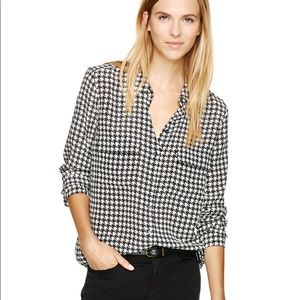 Aritzia Babaton Peyton Silk Houndstooth Blouse